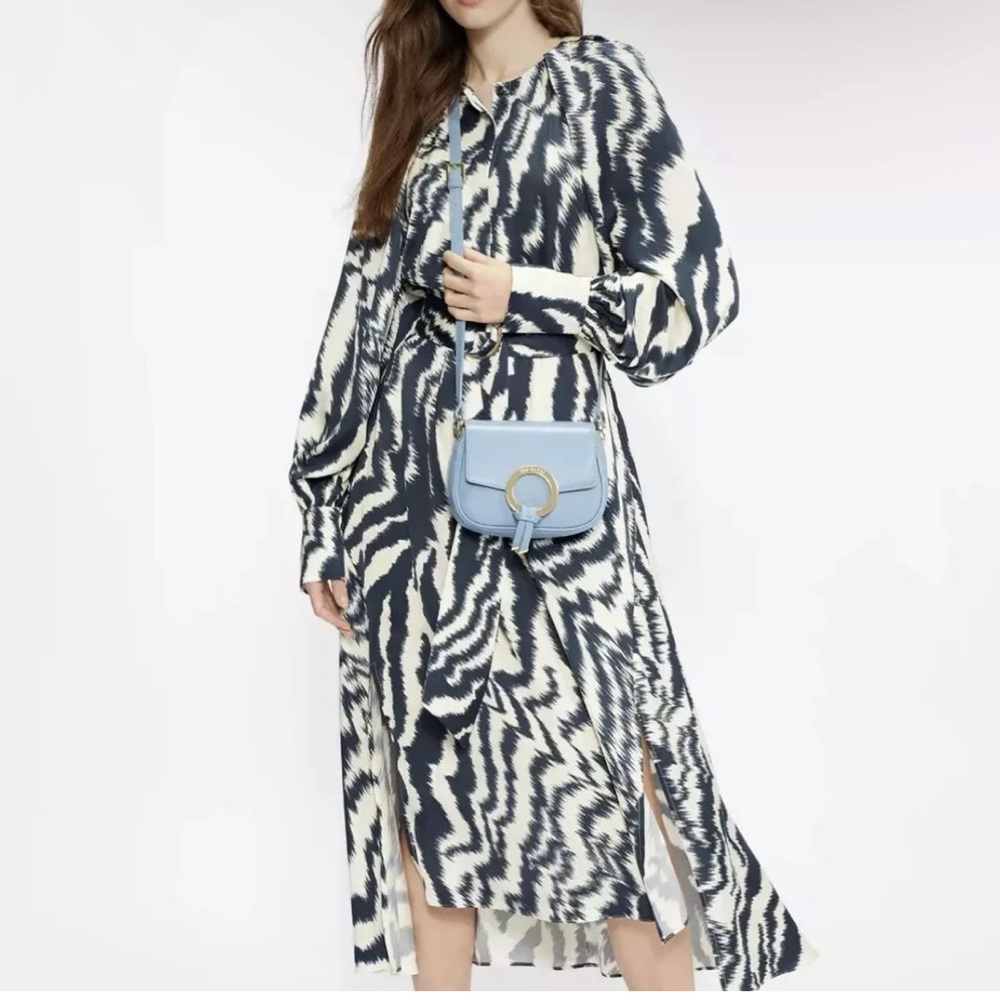 NWOT Ted Baker Abstract Print Sandiia Belted Satin Midi Dress -Size 2 (US 4-6)